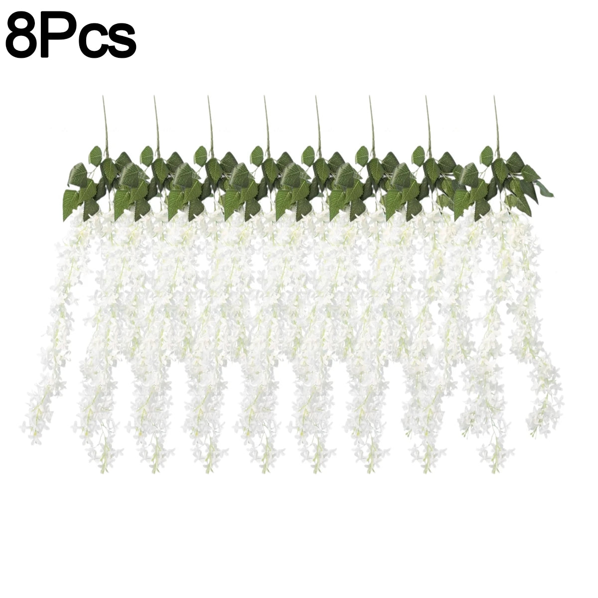 8 Pack Artificial Lilac Flower Vines - White & Champagne