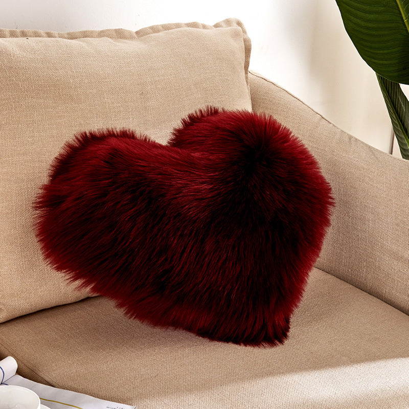 Heart Shaped Plush Cushion Cover European Style All Colors 40x50cm