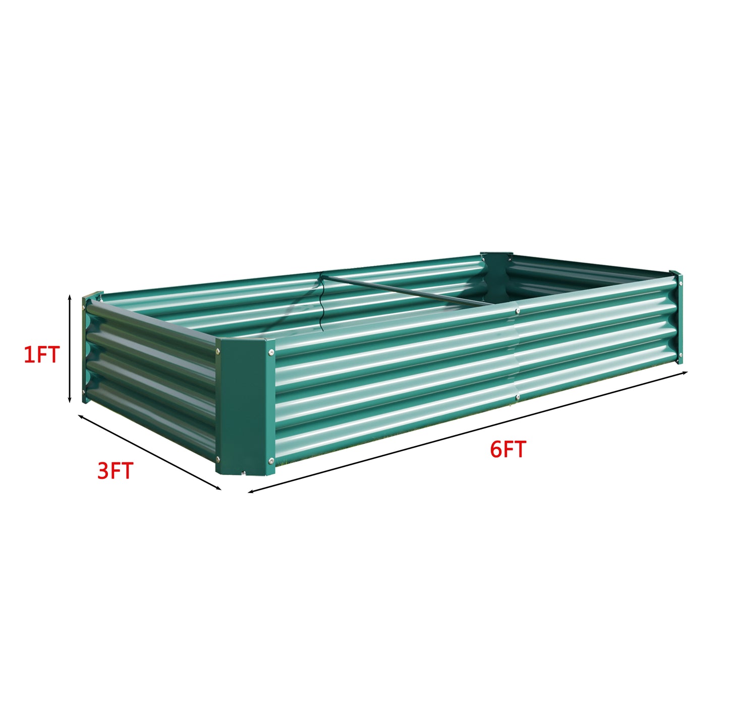 2PCS Green Metal Raised Garden Planter Beds - 6'x3'x1'