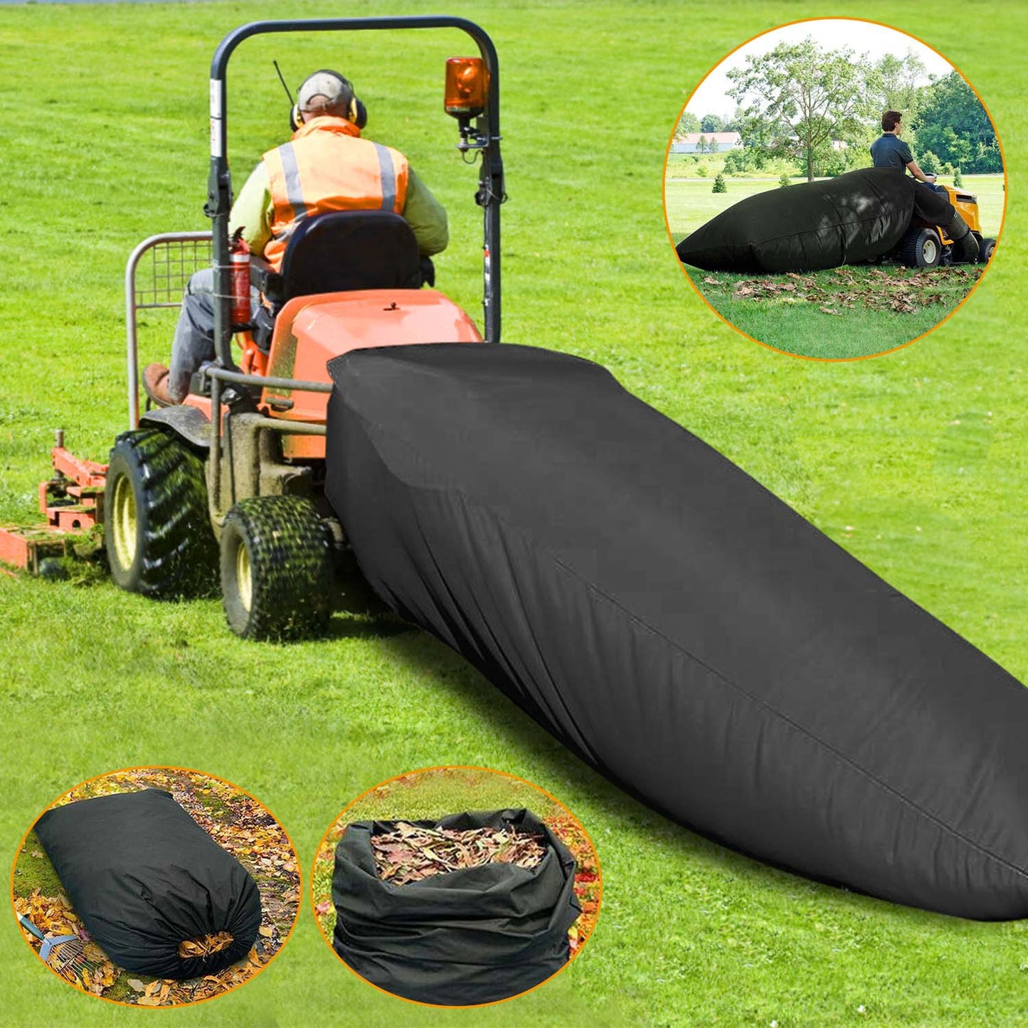 Large Capacity Lawn Tractor Leaf Bag with Drawstring - Waterproof Oxford Fabric