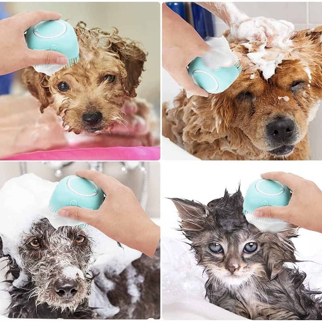 Pet Bath Massage Brush for Dogs and Cats Soft Silicone Grooming Tool