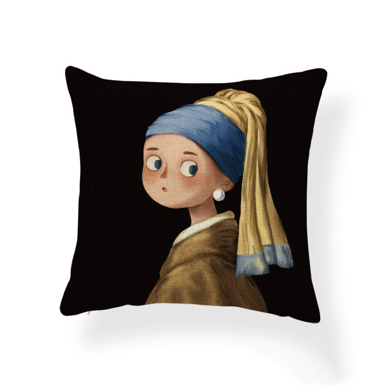 Cartoon Girl Printed Pillowcase Cushion Cover Home Decor 45x45cm