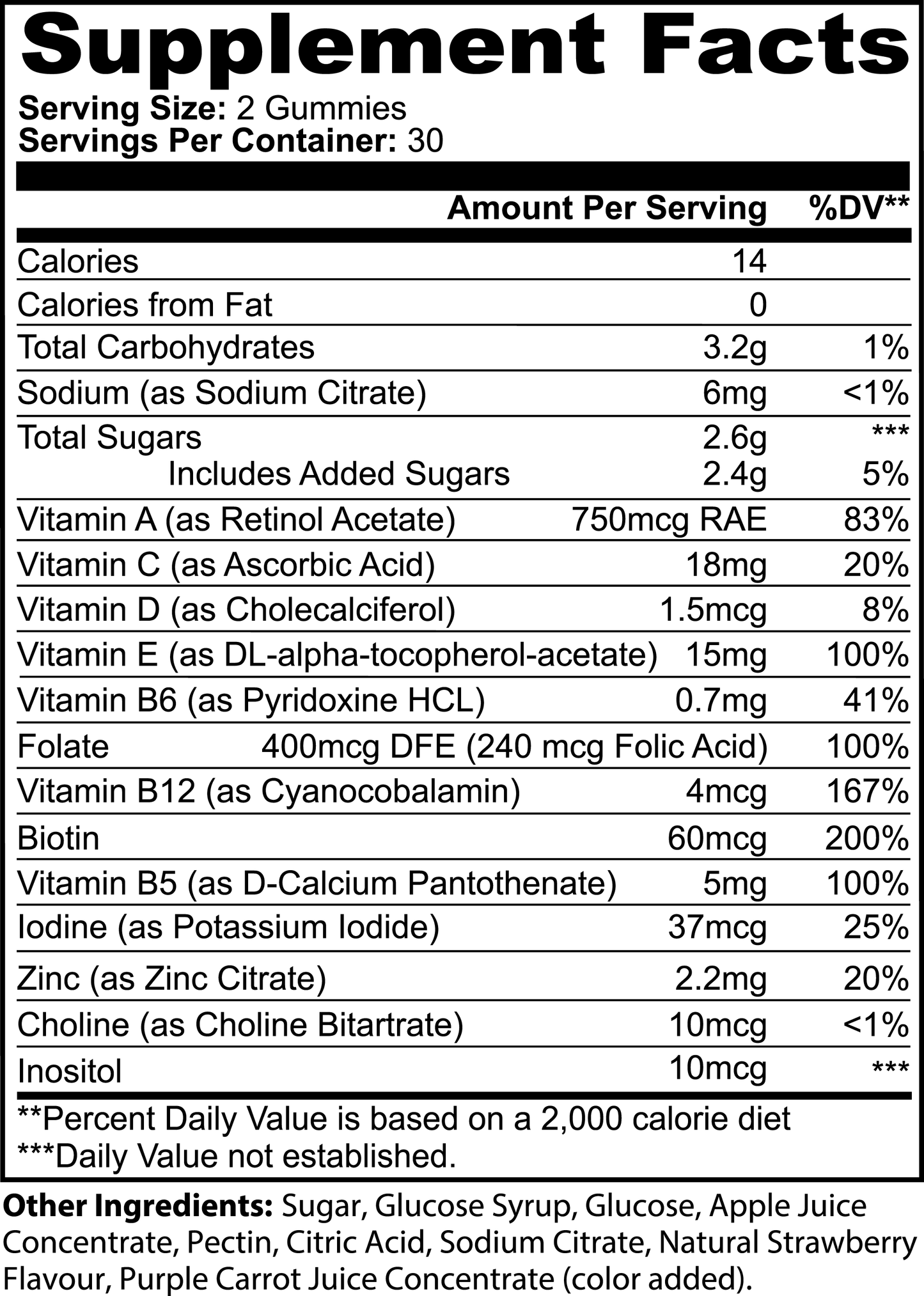 Multivitamin Bear Gummies - 60 Count Strawberry Flavored Supplements