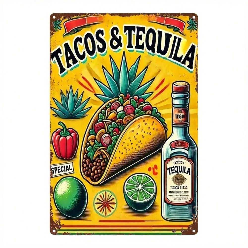 Vintage Mexican Metal Wall Sign - Retro Chili Pepper Art