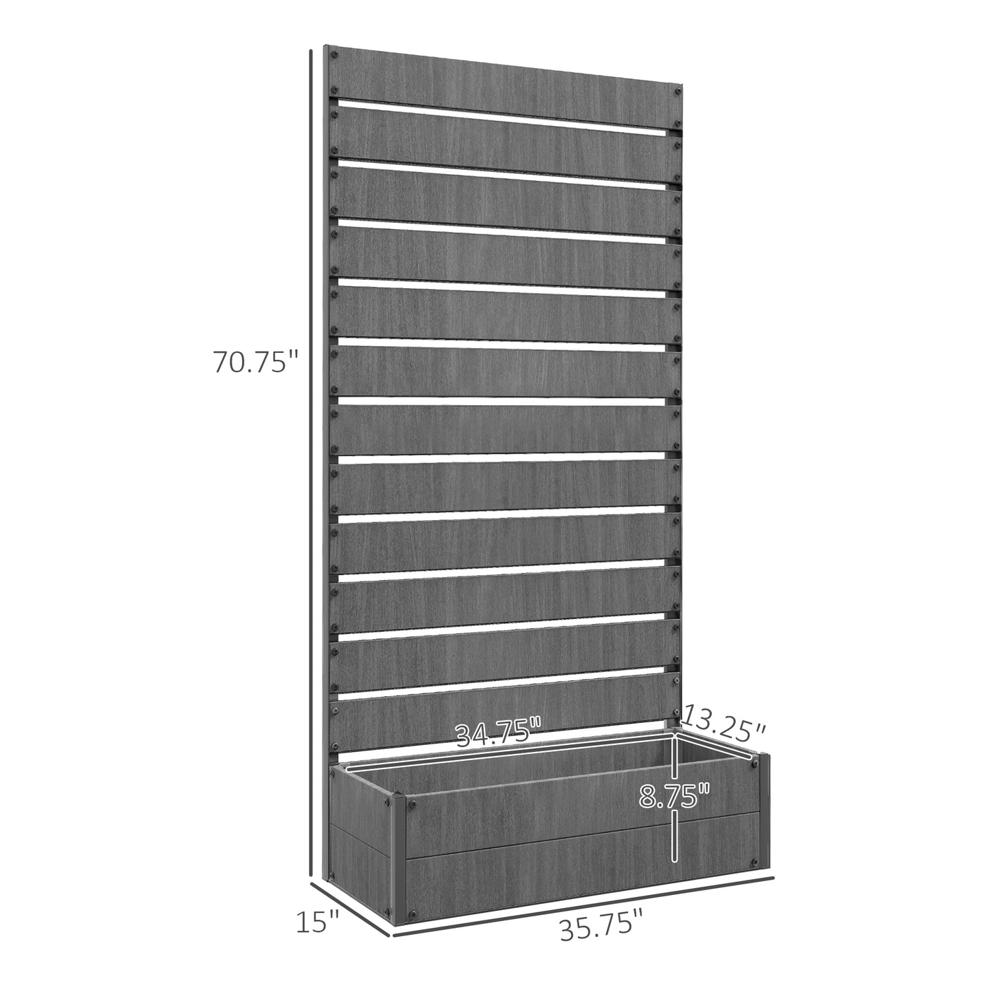 Raised Garden Bed with Trellis - Outdoor Climbing Plant Planter Box - Dark Gray 960x405x175 mm