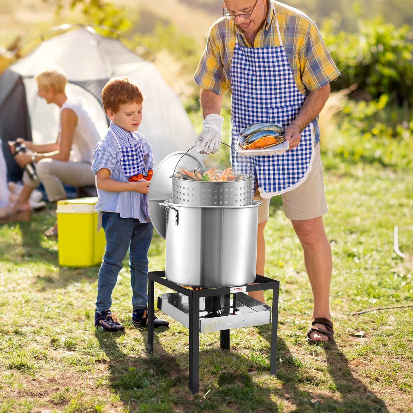 60 Qt Seafood Boiling Kit with Strainer for Outdoor Cooking