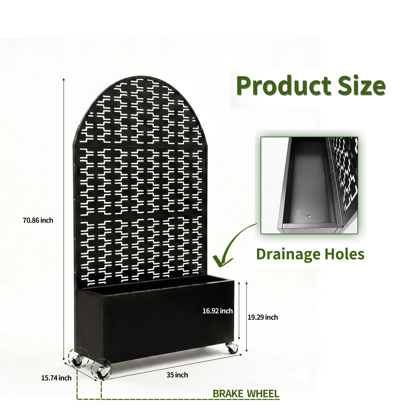Arched Decorative Privacy Screen with Planter Box - Black