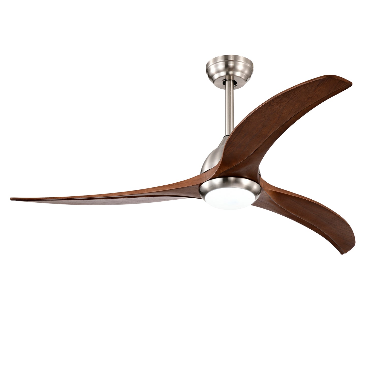 52" Solid Wood Blades Ceiling Fan with Light & Remote Control - Nickel
