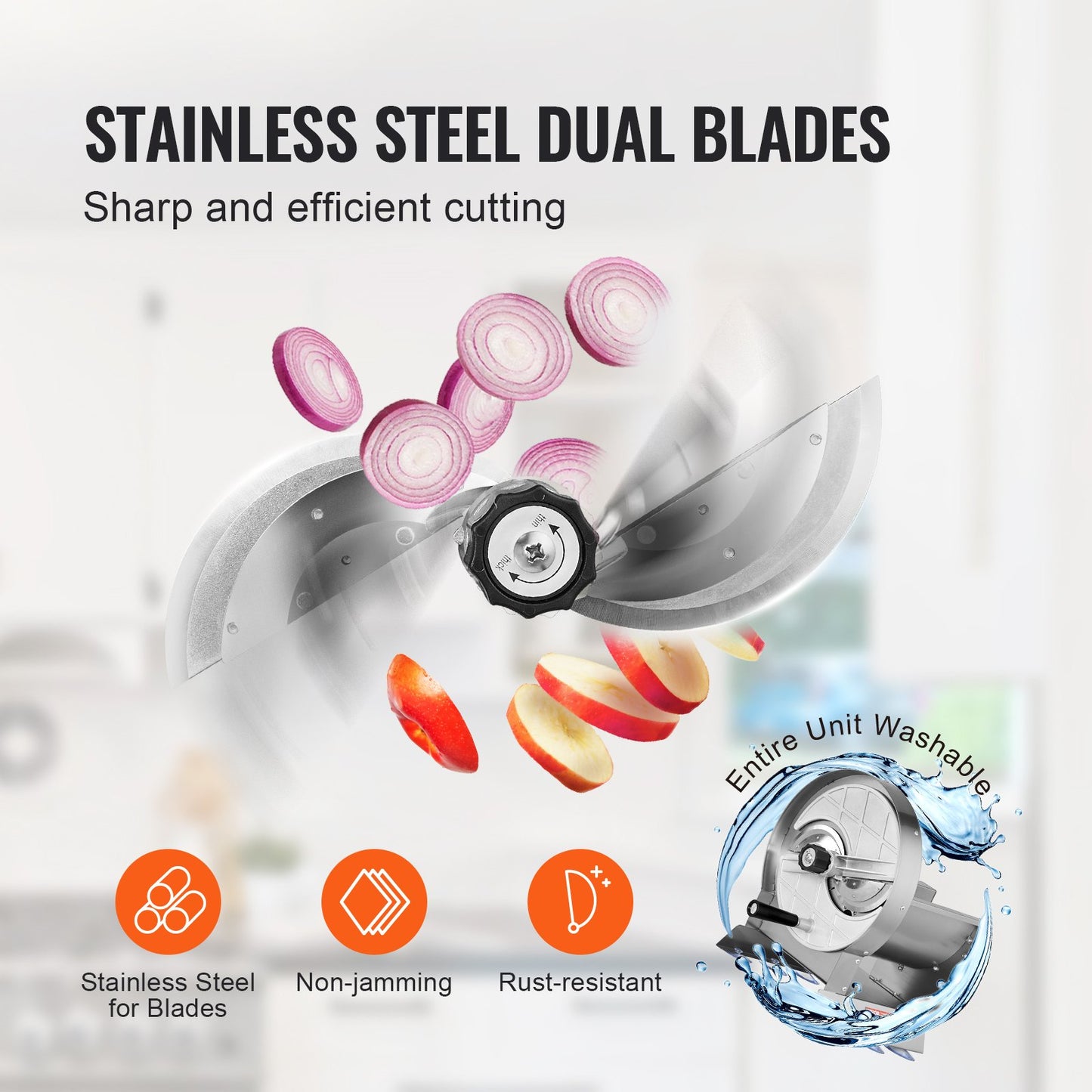 Adjustable Stainless Steel Vegetable & Fruit Slicer - Commercial Food Cutter for Potato, Cucumber, Lemon, Tomato