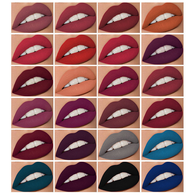 24 Pack Lip Gloss Set - Waterproof Matte Nonstick Lipstick Collection