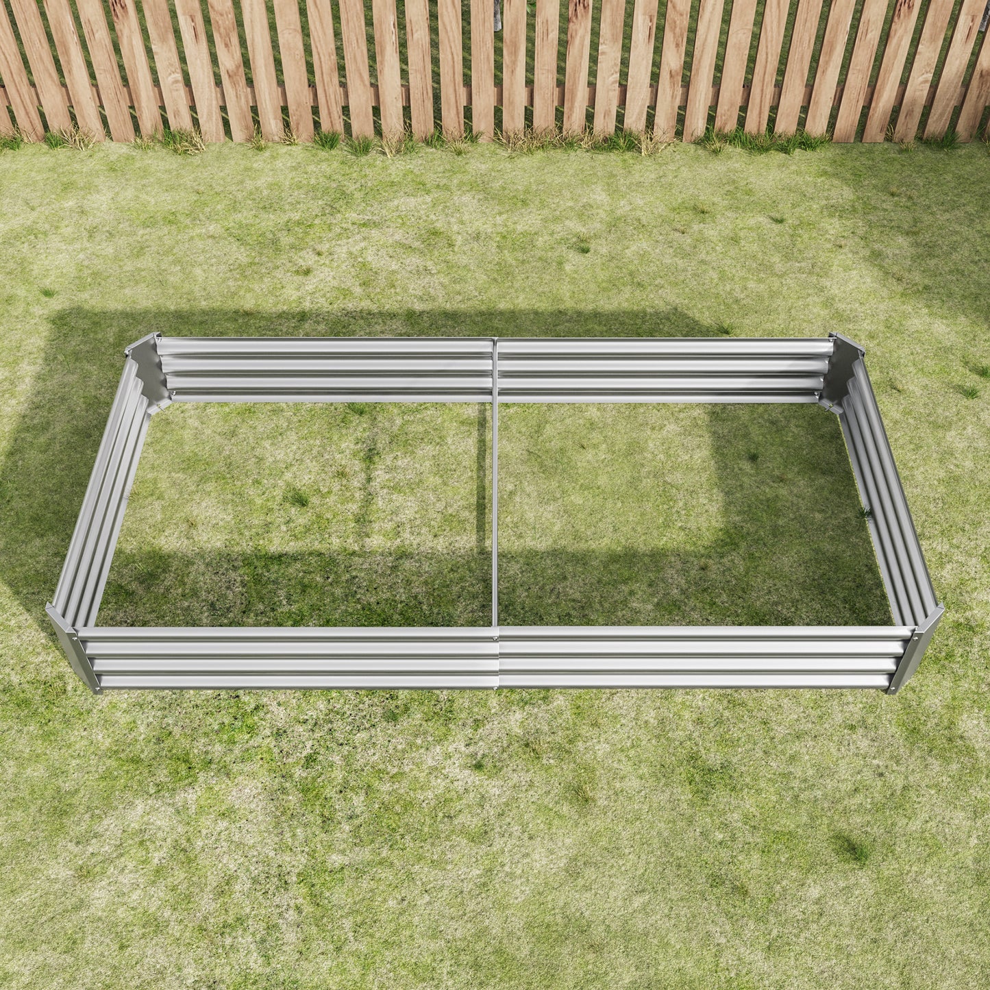 Metal Raised Garden Beds - 2PCS Silver Rectangle Planters