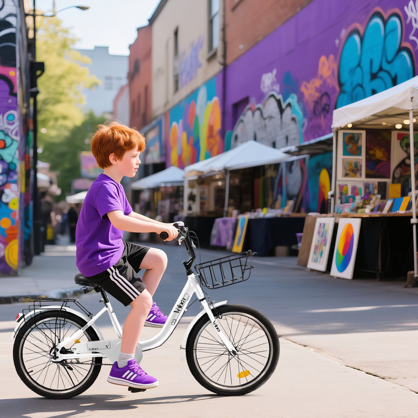 20 Inch Kids Bike for Boys & Girls - White, Lightweight Steel Frame