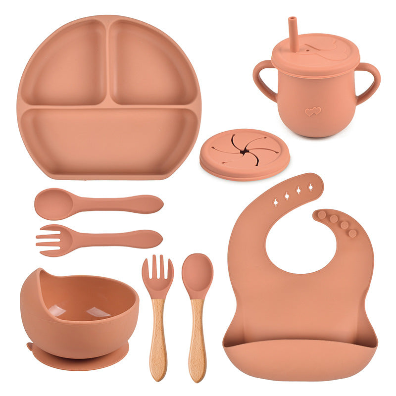 Silicone Solid Color Baby Tableware Set - Child Safe Dinnerware Kit