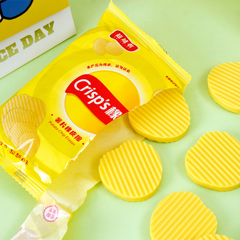 Potato Chip-Shaped Eraser Set for Kids and Students