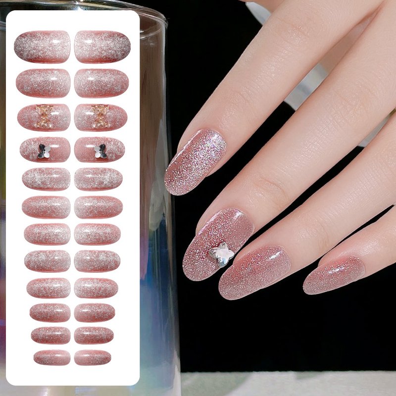 Fake Nail Patches with Jelly Glue - 24 Pieces