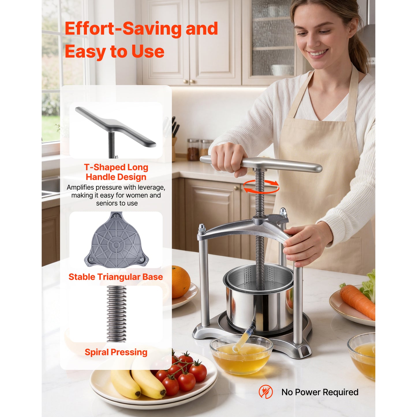 Stainless Steel Fruit Wine Press 0.8 Gallon Juice Maker for Home Brewing