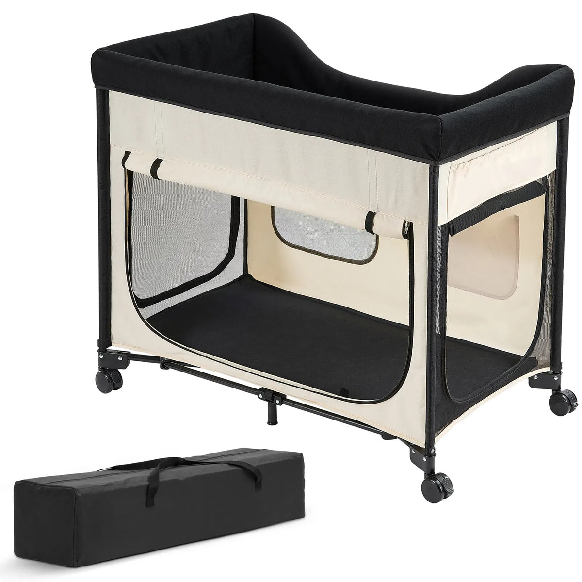 Elevated Foldable Dog Bed XL with Wheels & Storage - Large Pet Cot for Indoor & Outdoor Use
