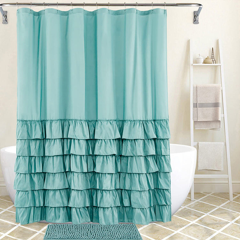 Folding Polyester Bathroom Shower Curtain with Pleated Design - 180x180cm