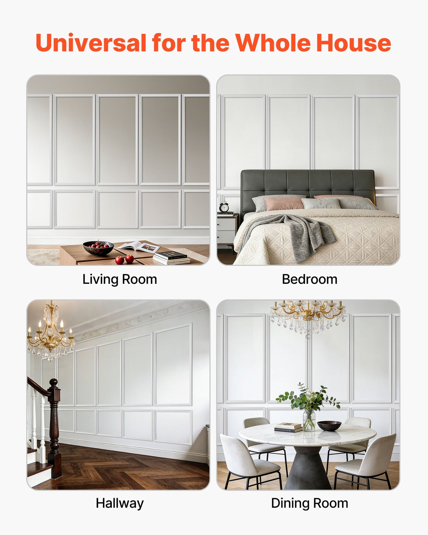 Paintable Wall Molding Kit 6 Pack for Interior Accent Walls, Waterproof, Easy Install