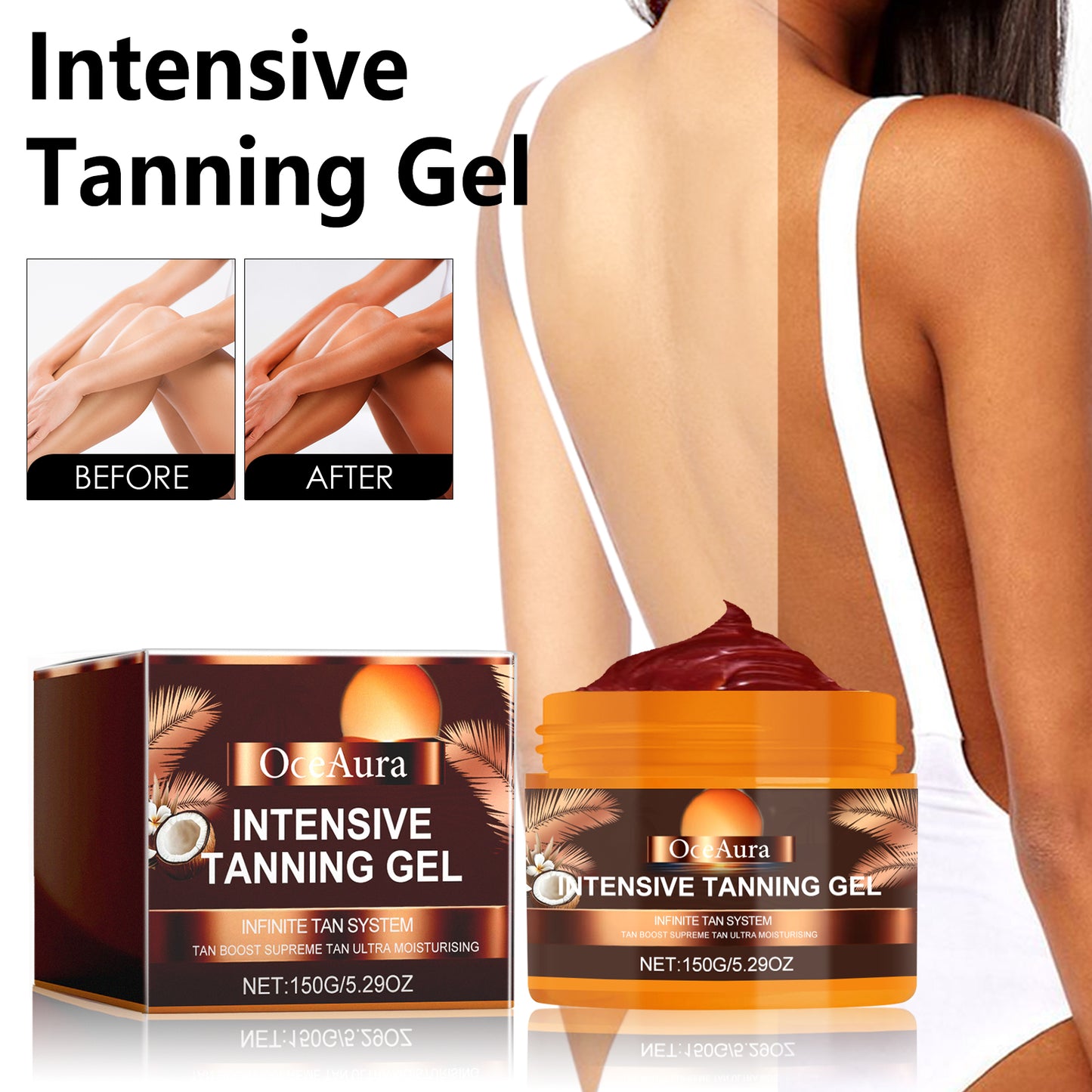 Intensive Tanning Gel - Natural Moisturizing Body Bronzer for Sun-Kissed Skin