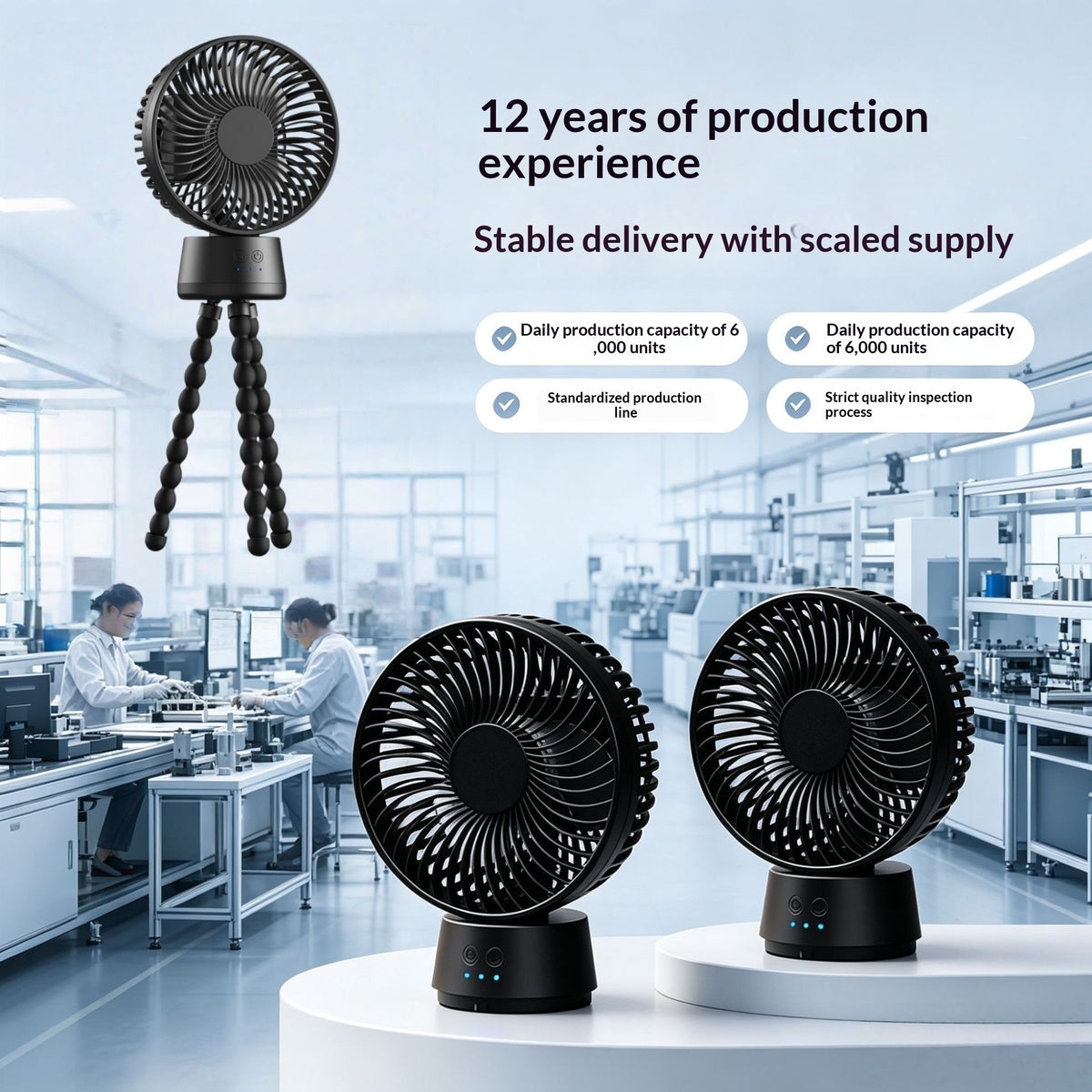 Portable Desk Fan with Night Light LED Fan for Office and Home Use