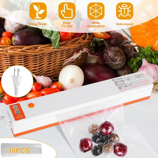 Electric Food Vacuum Sealer Machine for Kitchen - Compact Automatic Sealing System