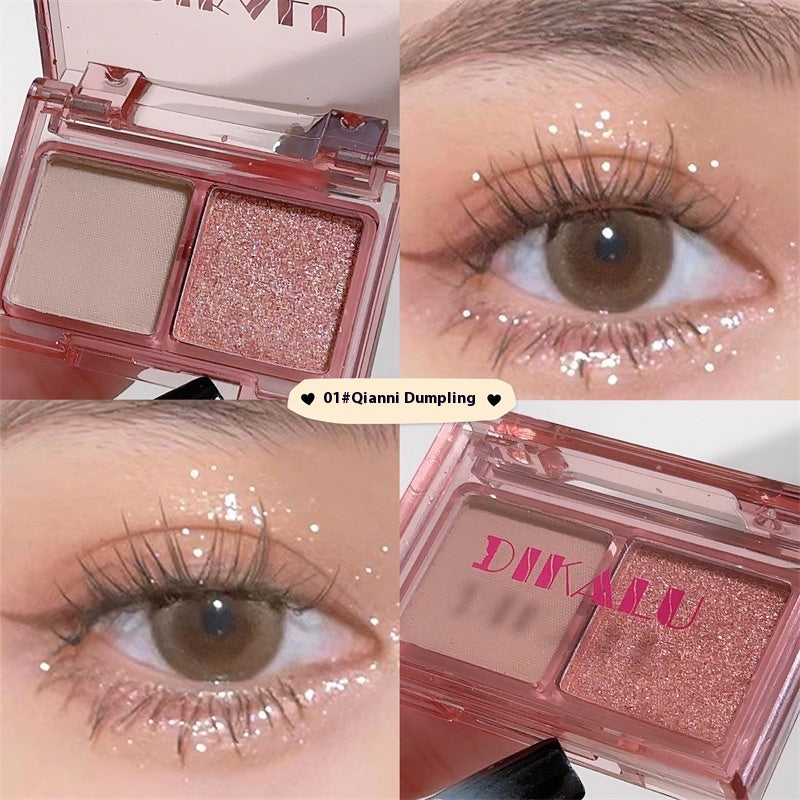 Colorful Two-Tone Eyeshadow Palette - Pink & Black Matte & Shimmer