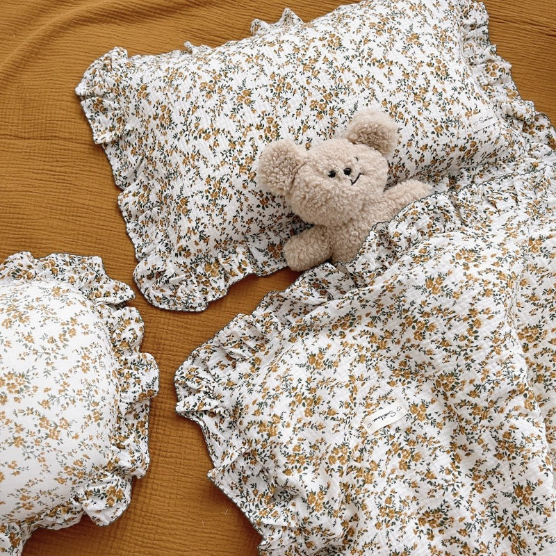 Korean Floral Cotton Gauze Pillowcase - Soft Home Bedding