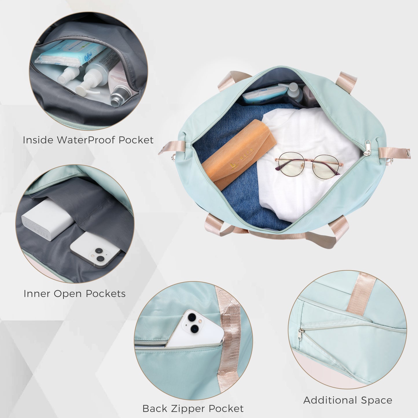 6-Piece Hardside Luggage Set with TSA Lock - Grey Green