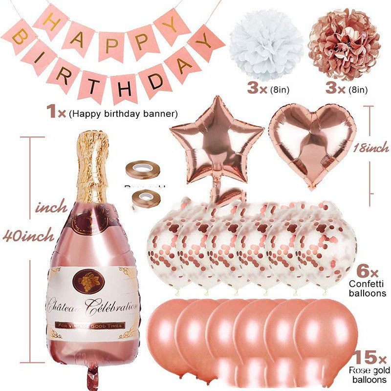 Rose Gold Balloon Set for Birthday Party Decorations, Latex Round Balloons
