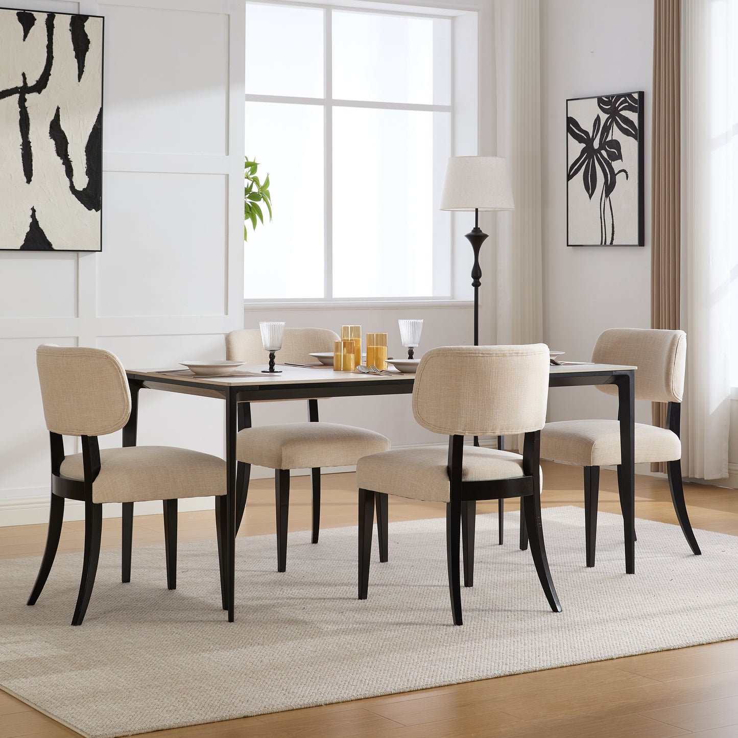 Modern Upholstered Dining Chairs Set of 2 - Cream