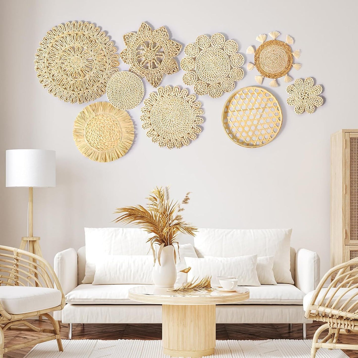 Handmade Straw Woven Wall Decorations Bohemian Wall Art Set