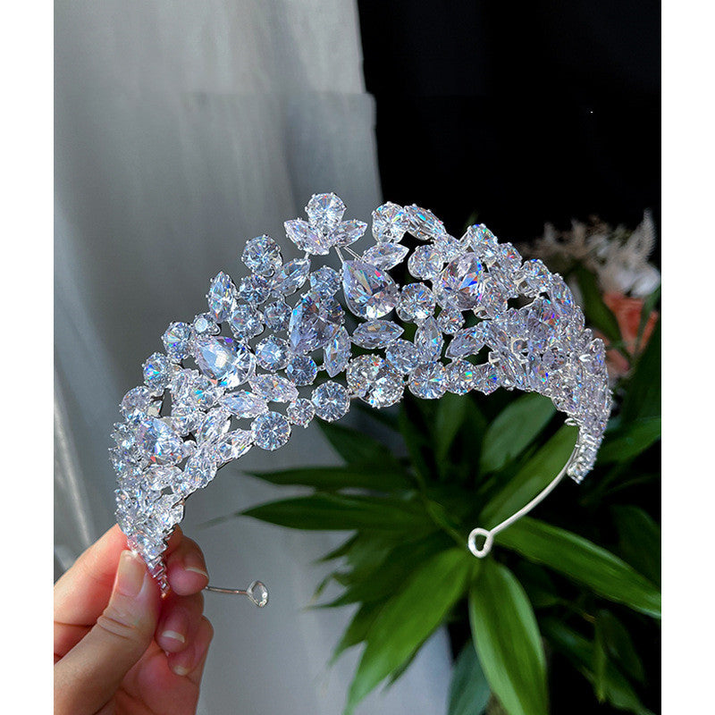 Silver Zircon Crown Hair Accessory for Weddings and Parties