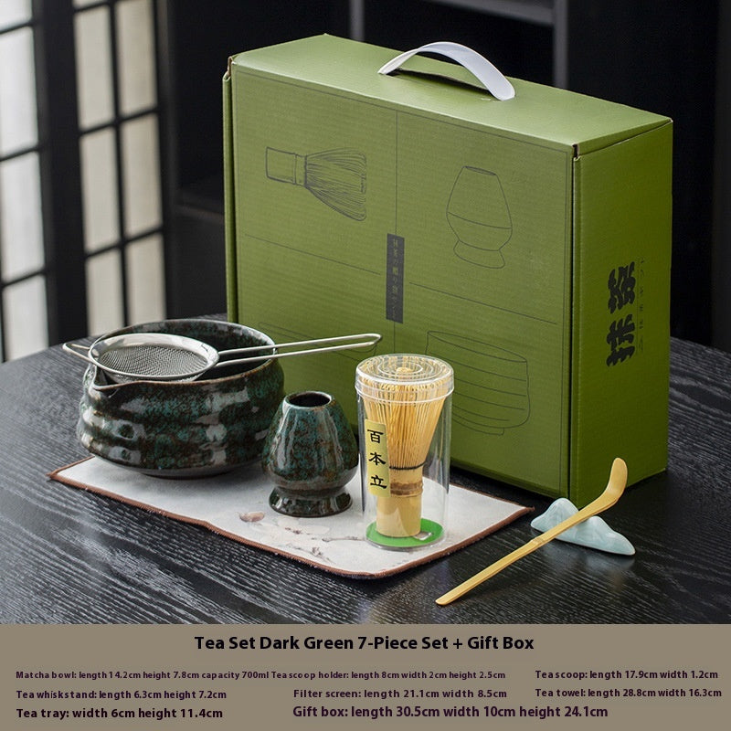 Japanese Style Matcha Bowl Set with Whisk and Accessories - Ceramic Tea Ceremony Kit