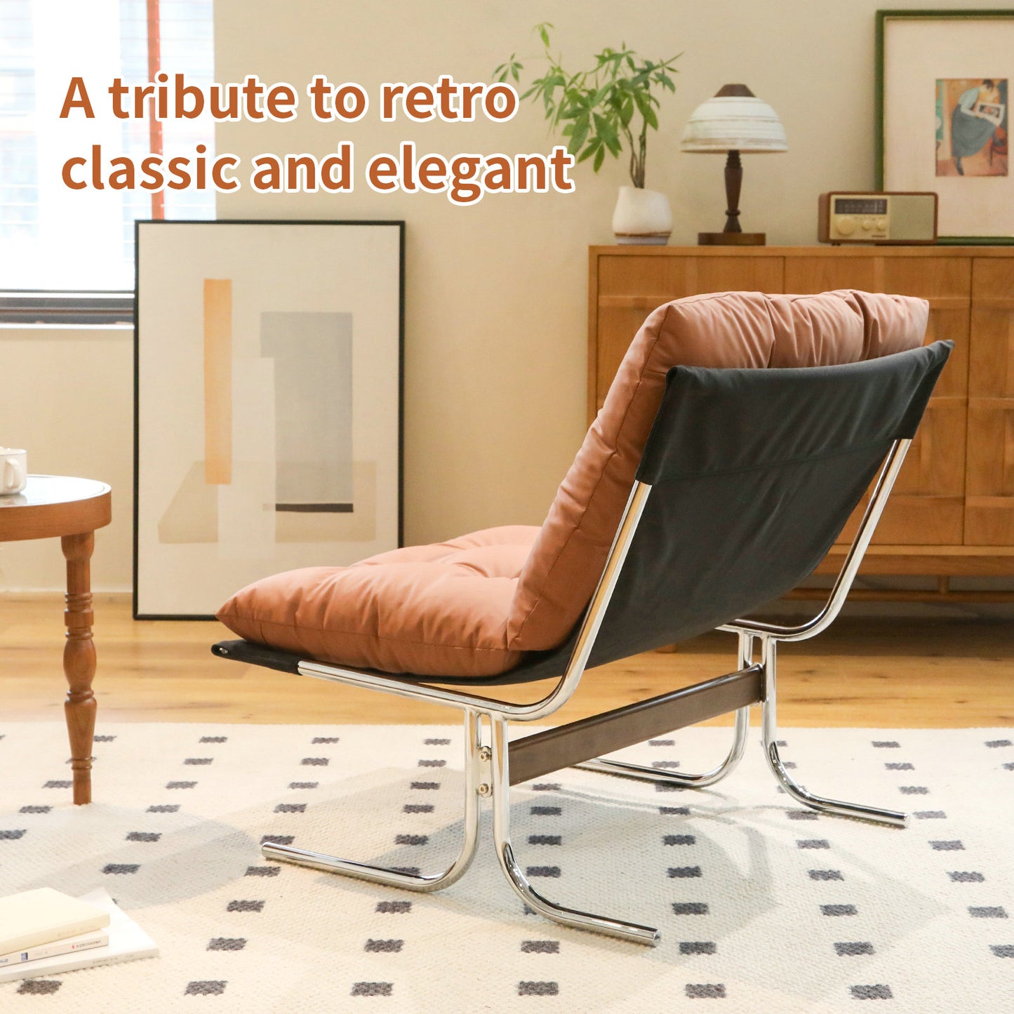 Modern High Back Leather Accent Chair - Brown