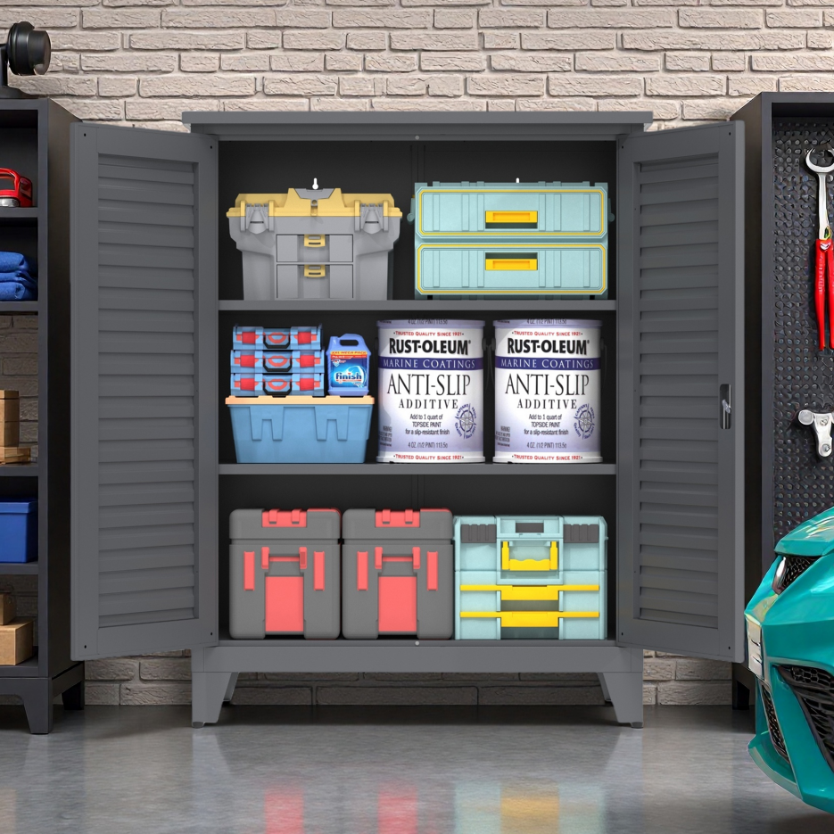 47'' Tall Metal Tool Storage Cabinet - Slate Color
