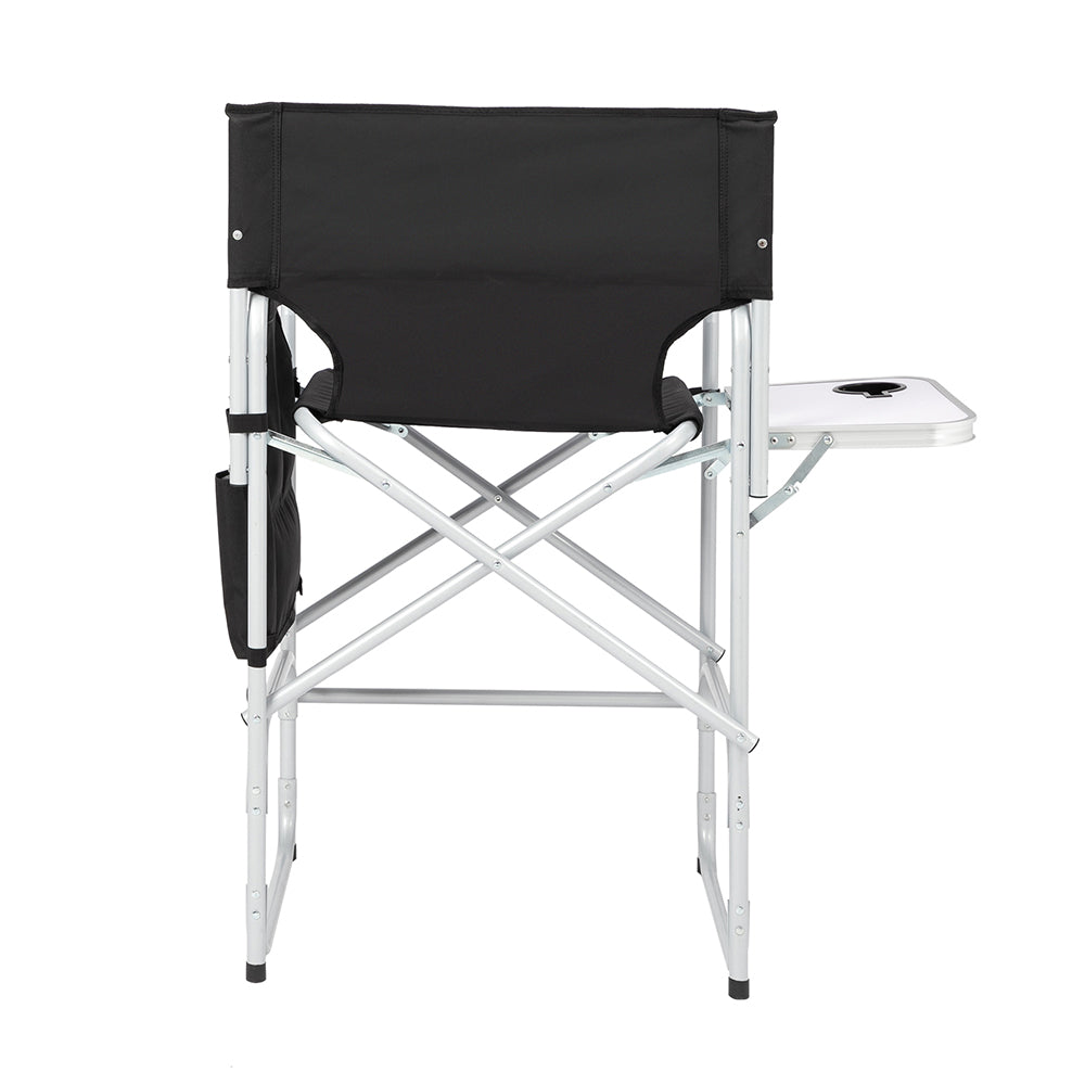 Folding Director's Chair with Footrest and Storage - Black