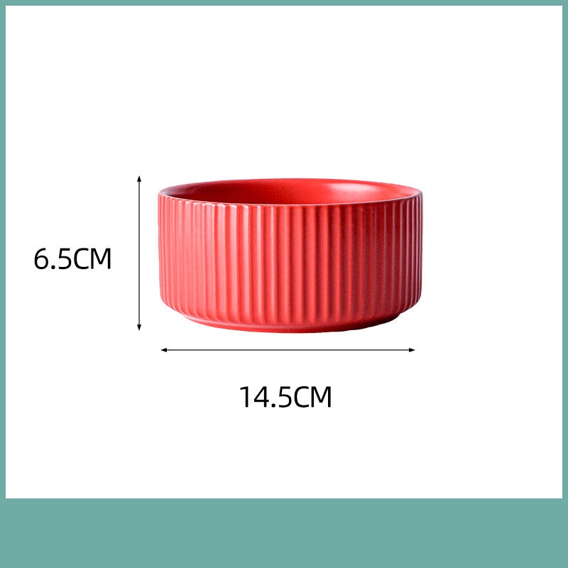 Ceramic Household Bowl Set - Food Safe, Solid Color, 6/8 Inch or Set