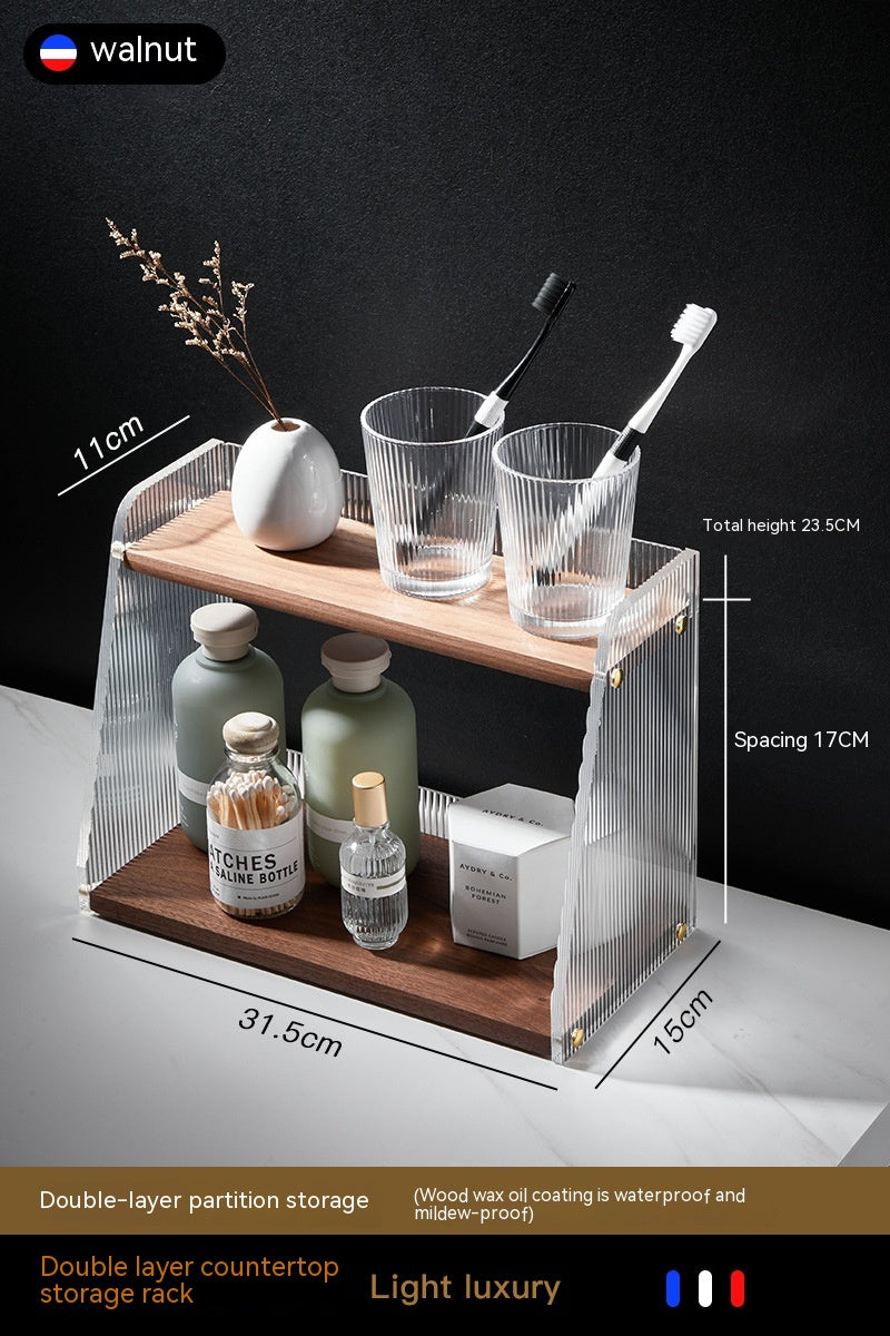 Multifunctional Bathroom Countertop Acrylic Storage Shelf - Removable & Moisture-Proof