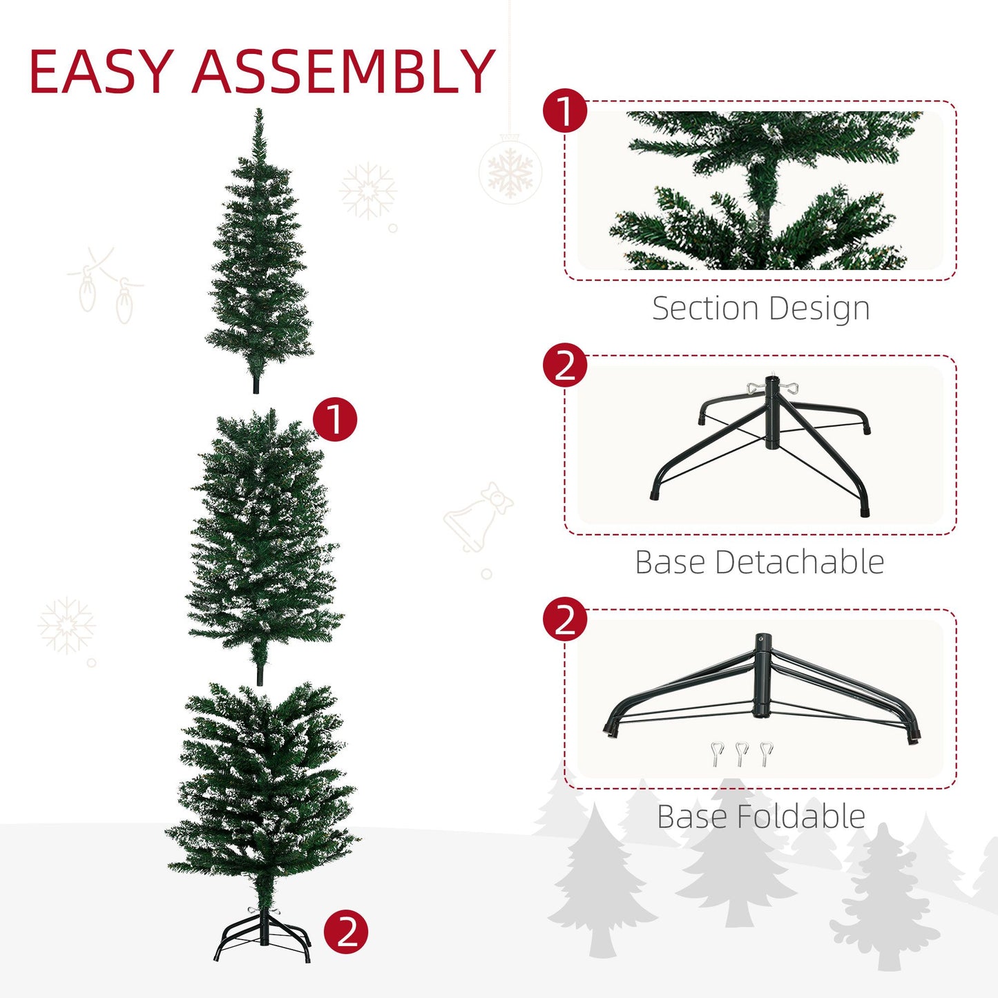 6FT Artificial Snow Dipped Christmas Pencil Tree - Green