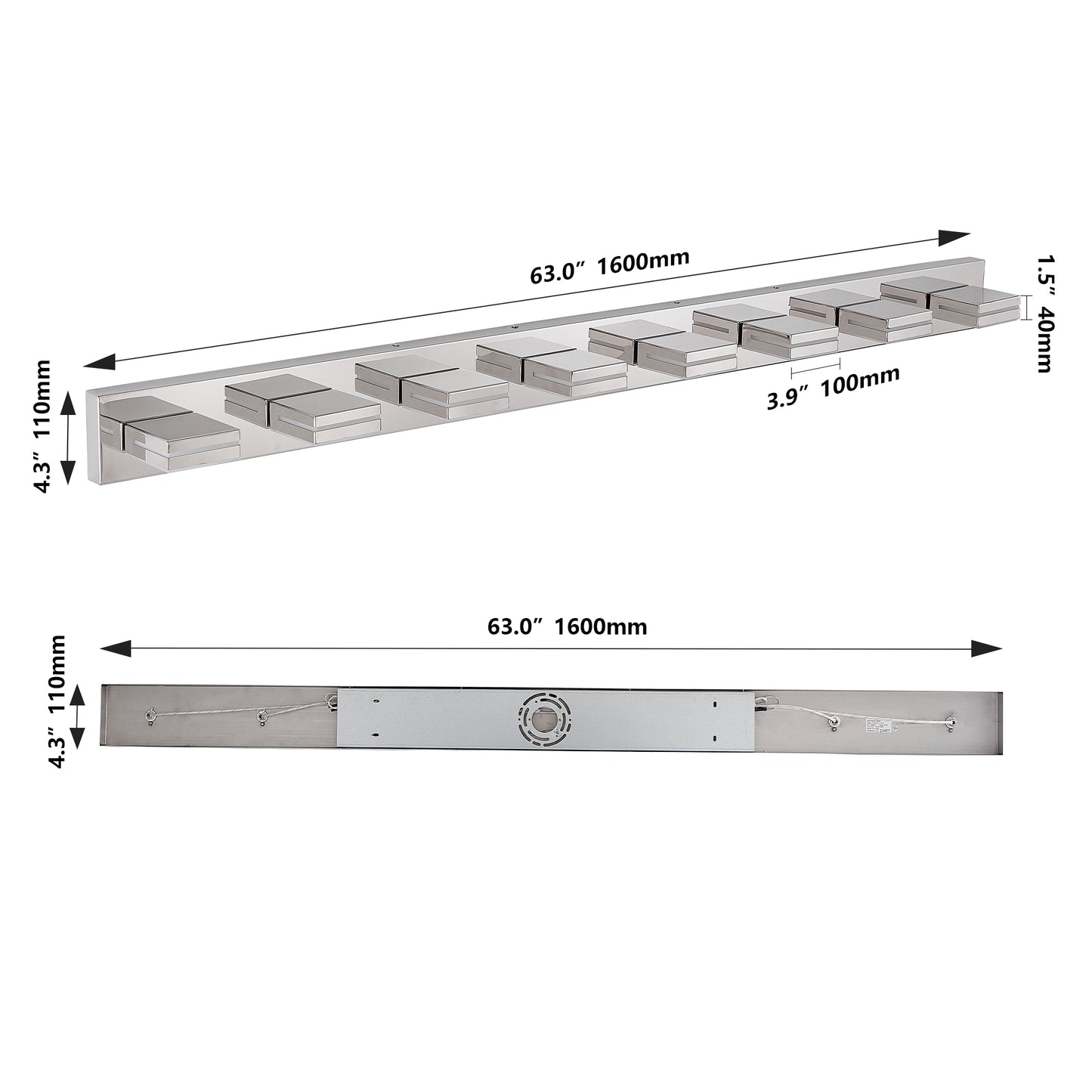 Modern Chrome LED Vanity Light - 8-Light Wall Sconce