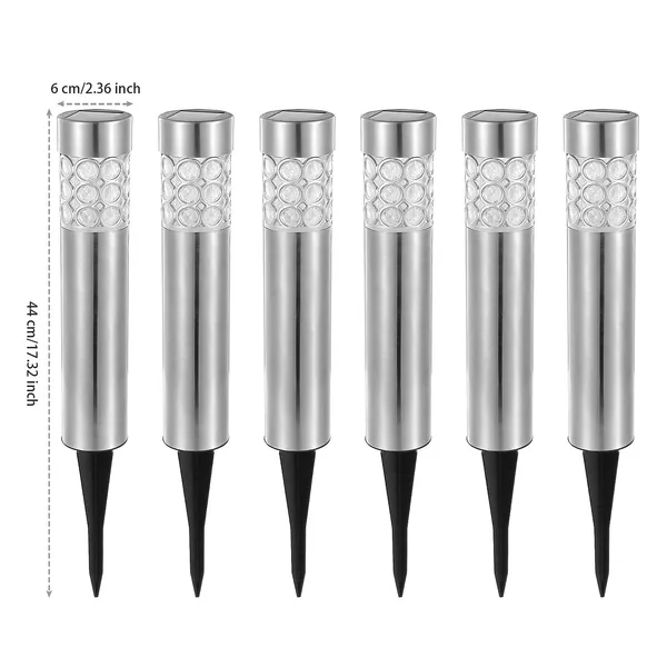 Outdoor Solar RGB Garden Lamp Waterproof Lawn Light Silver 6 Pack