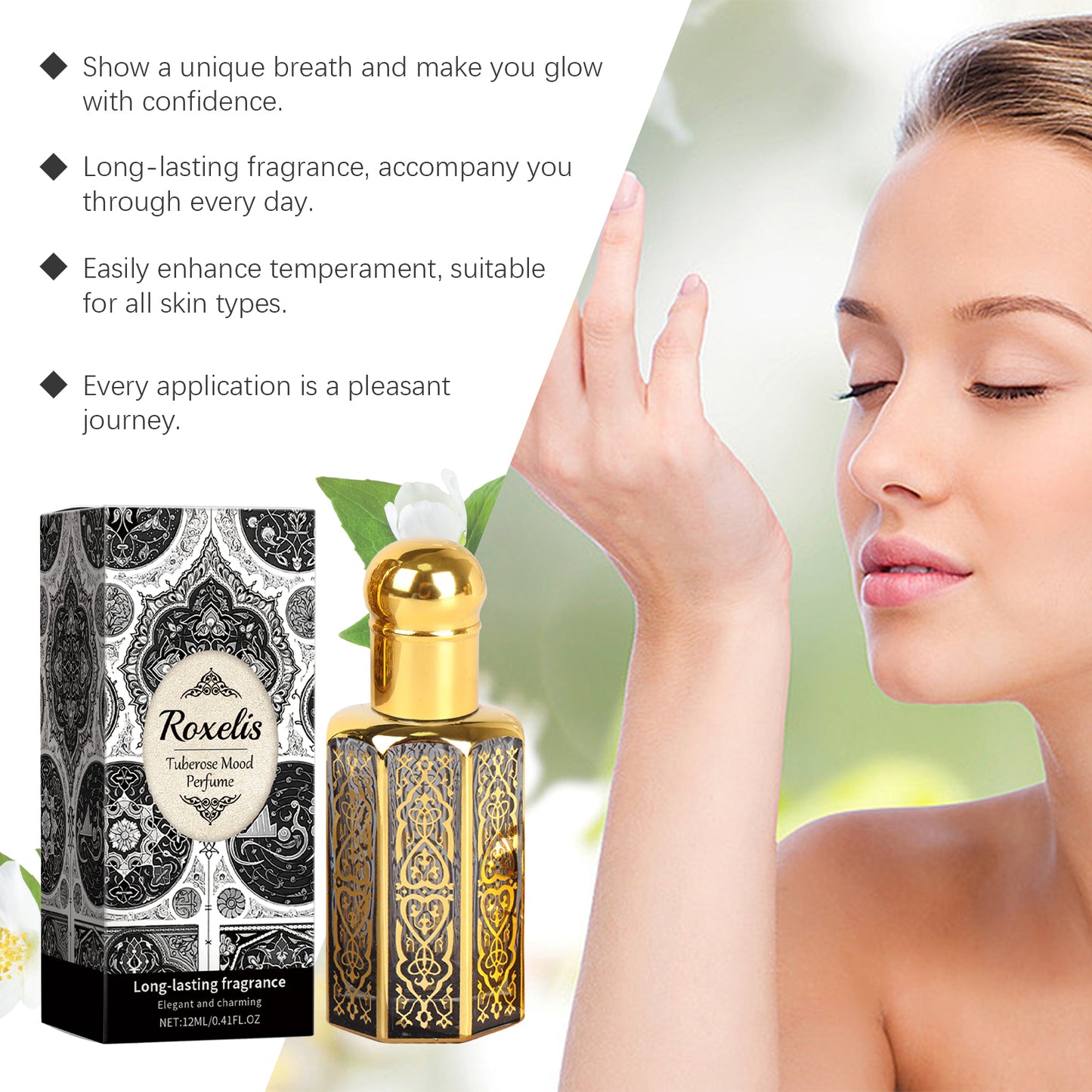 Tuberose Mood Roll-On Perfume Oil - 12ml Arabian Style Floral Fragrance