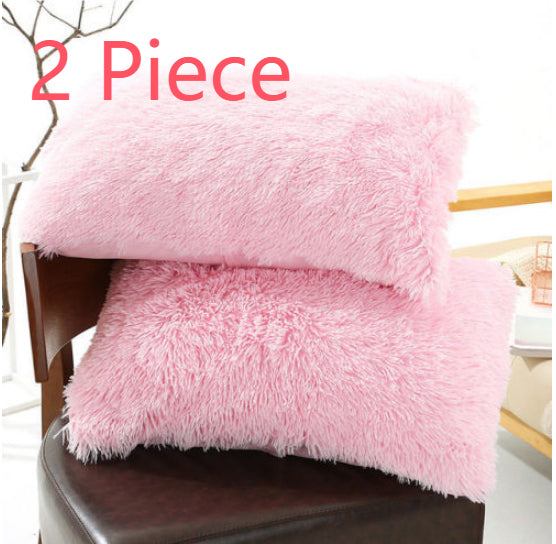 Winter Plush Pillowcase Set - Fluffy Long Plush & Velvet Bedding