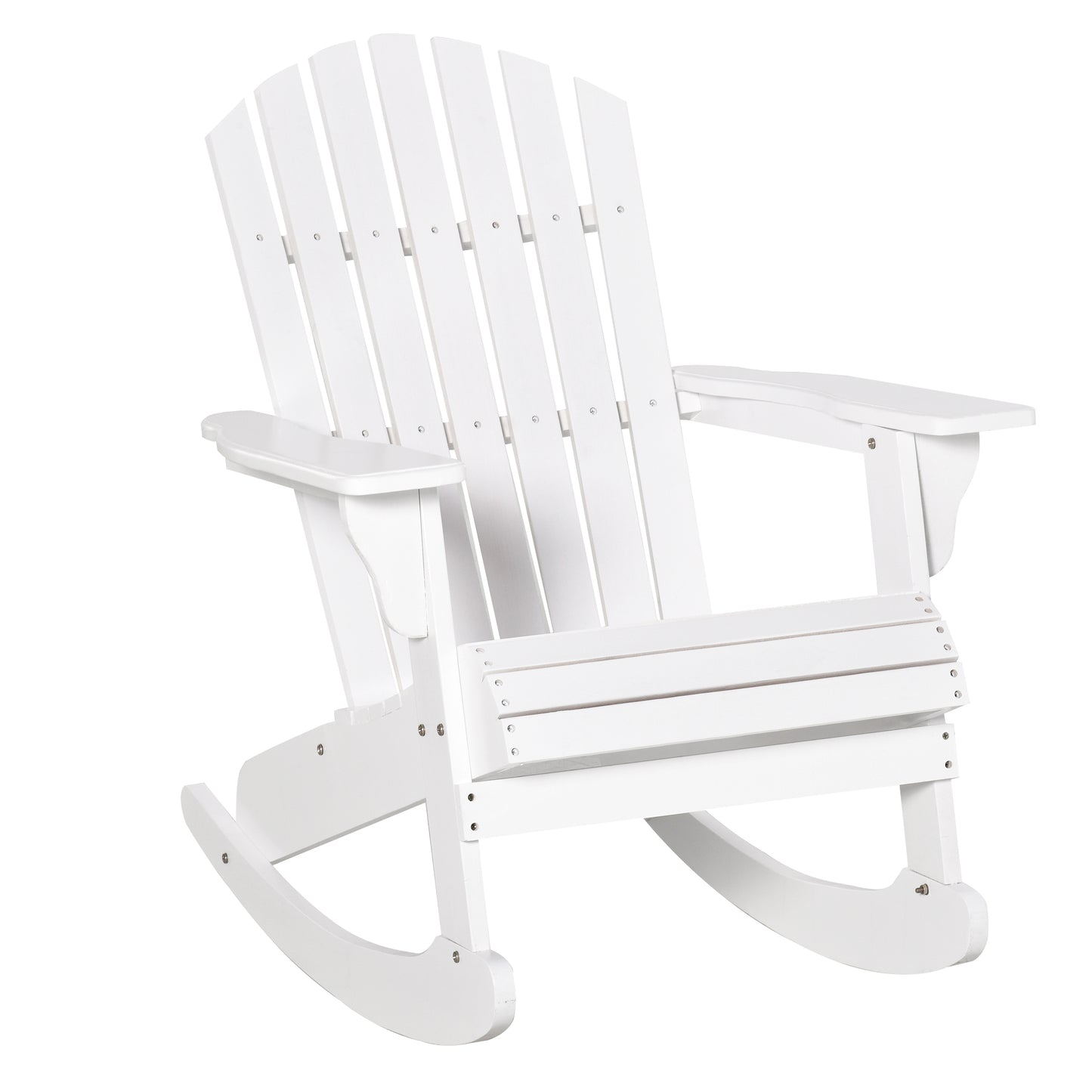 White Wooden Adirondack Rocking Chair - Outdoor Lounge Seating