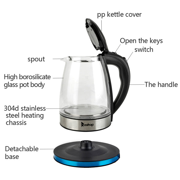 Electric Kettle 1.8L with Filter Screen & Stainless Steel Cover