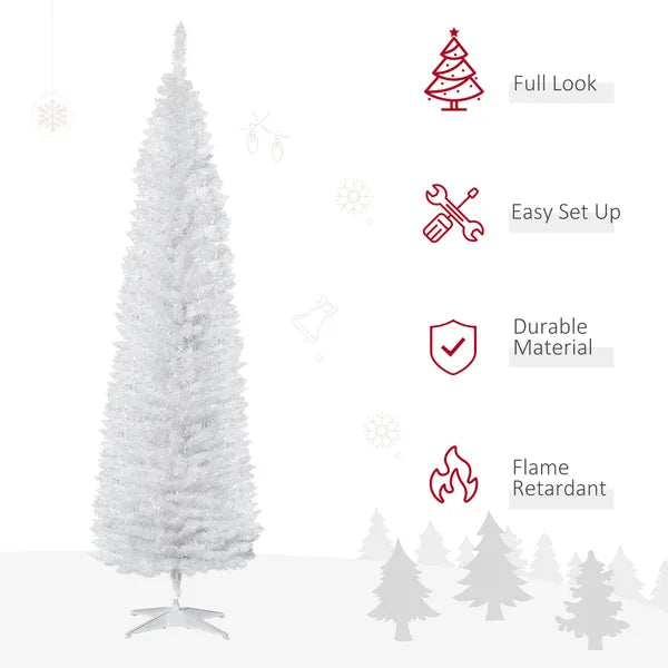 7ft Slim Pencil Style Artificial Christmas Tree - White