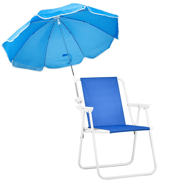 Folding Beach Chair with Umbrella - Lightweight, 265lbs Capacity