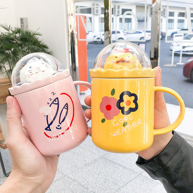 Pastoral Animal Micro Landscape Ceramic Drinkware Cup - Multiple Colors & 400ML