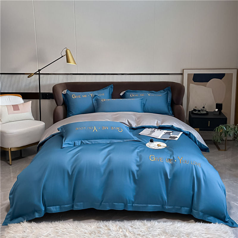 Home Washed Silk Bedding Set Four Piece Quilt Cover Bed Sheets Pillowcases